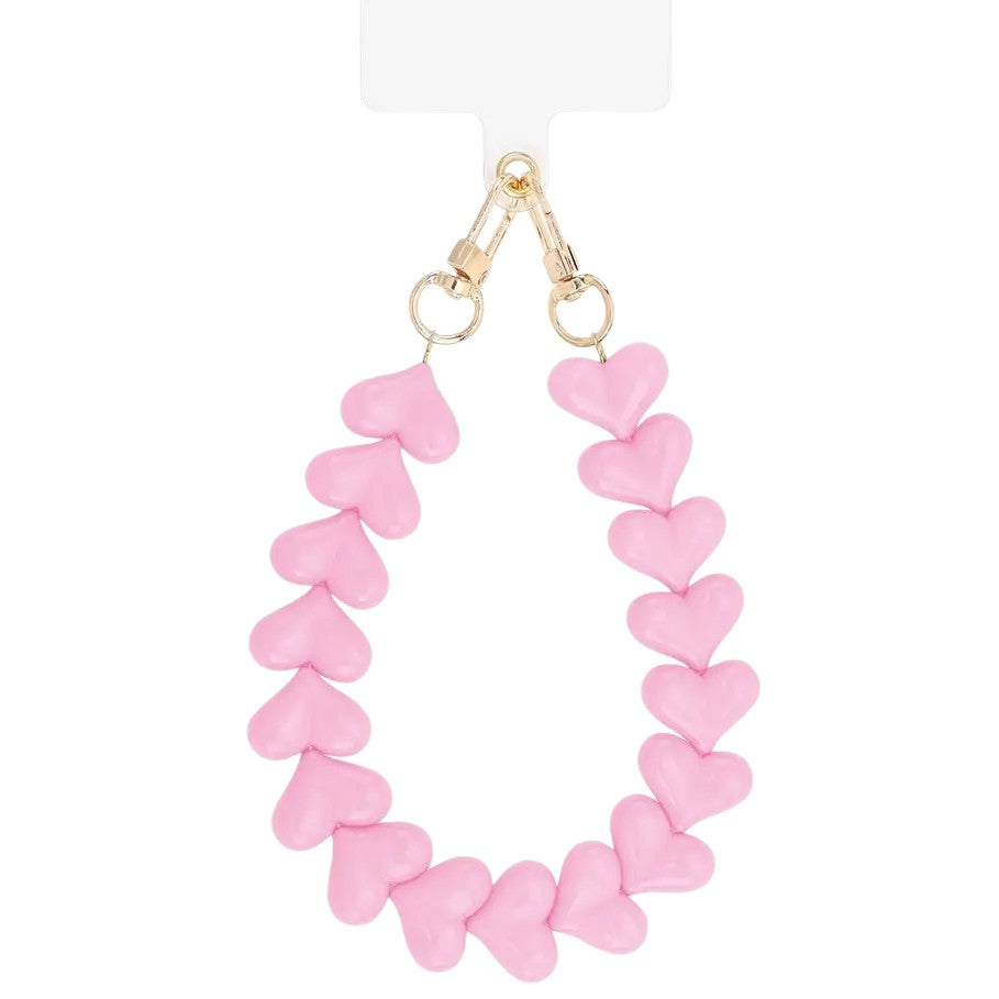 Telefoonkoord - Sleutelhanger Hart Roze